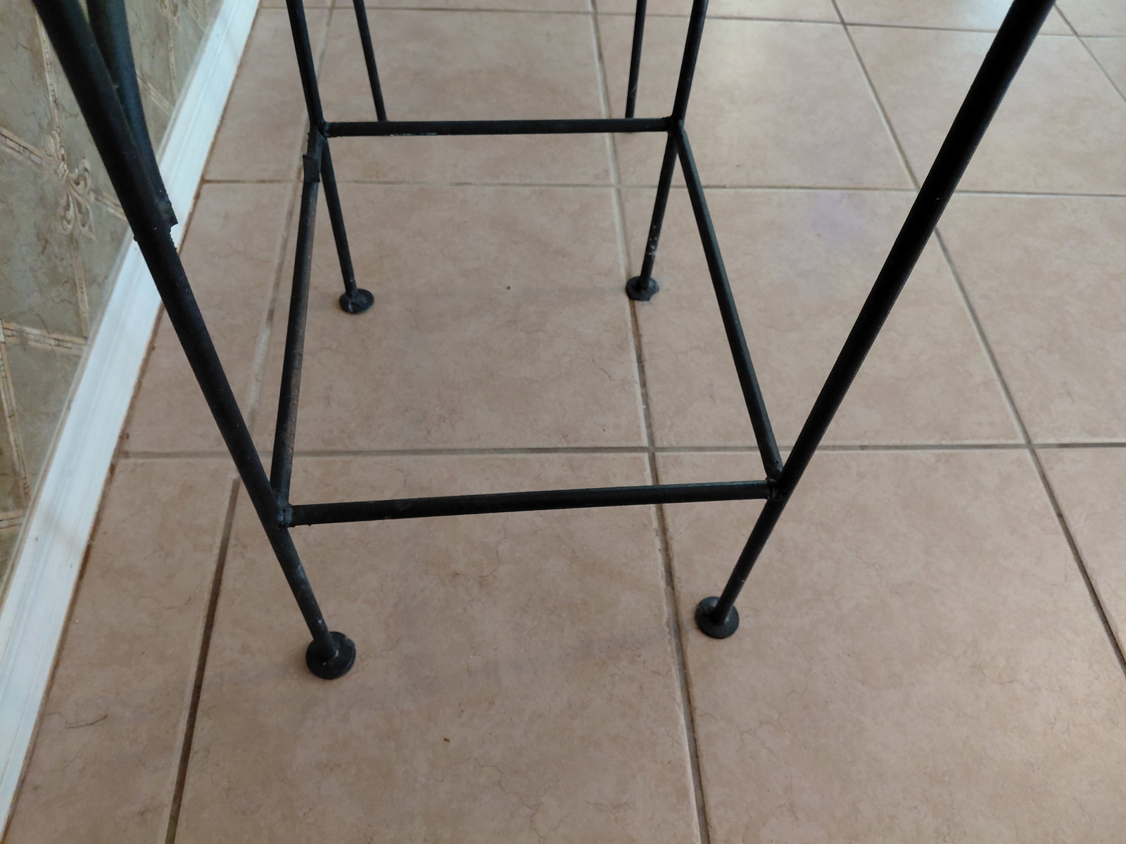 Heavy Pair of Iron Bar Stools / Fish loose on one as seen - 7