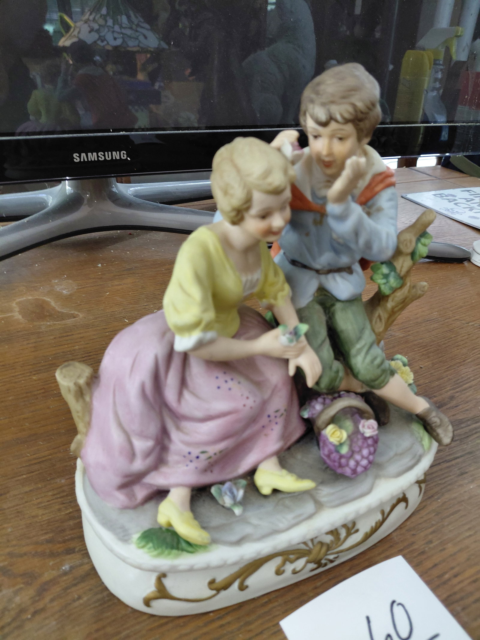 Large Porcelain Statue Couple in Garden - 5