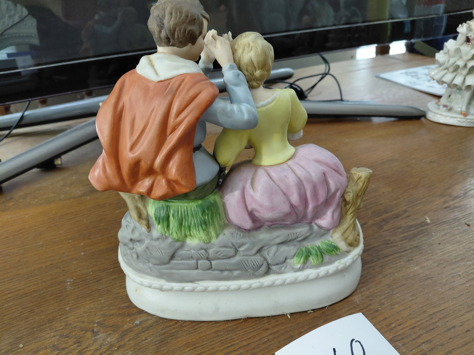 Large Porcelain Statue Couple in Garden - 6