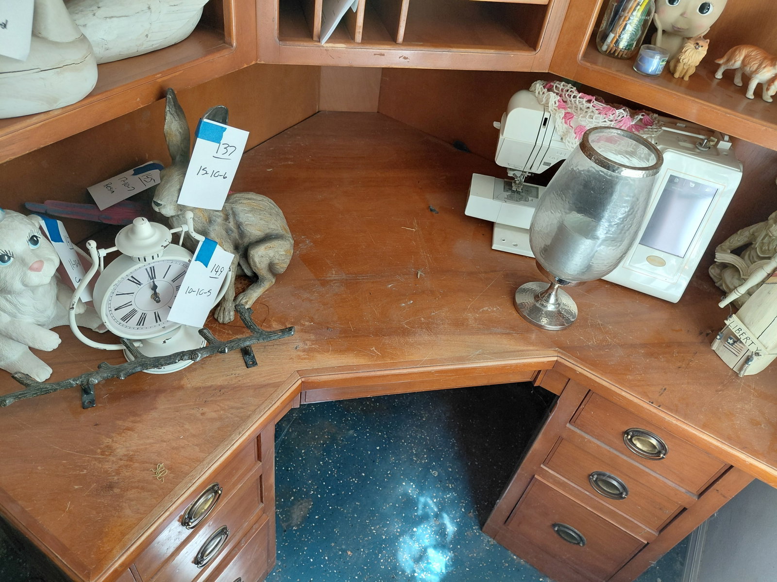 Wood Corner Desk / As seen/ items on shelves not included - 4