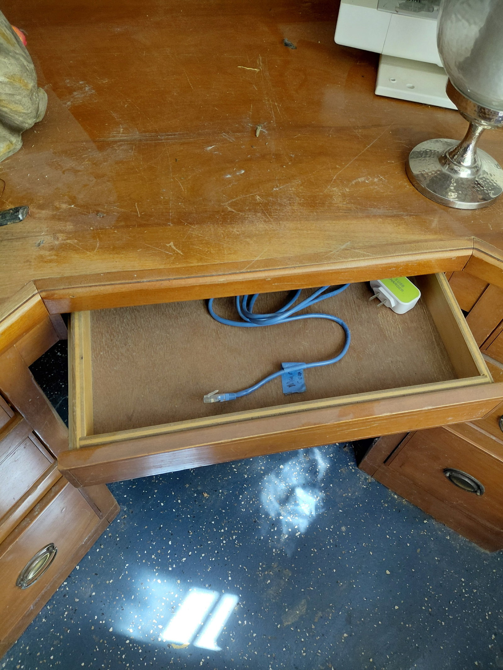 Wood Corner Desk / As seen/ items on shelves not included - 5