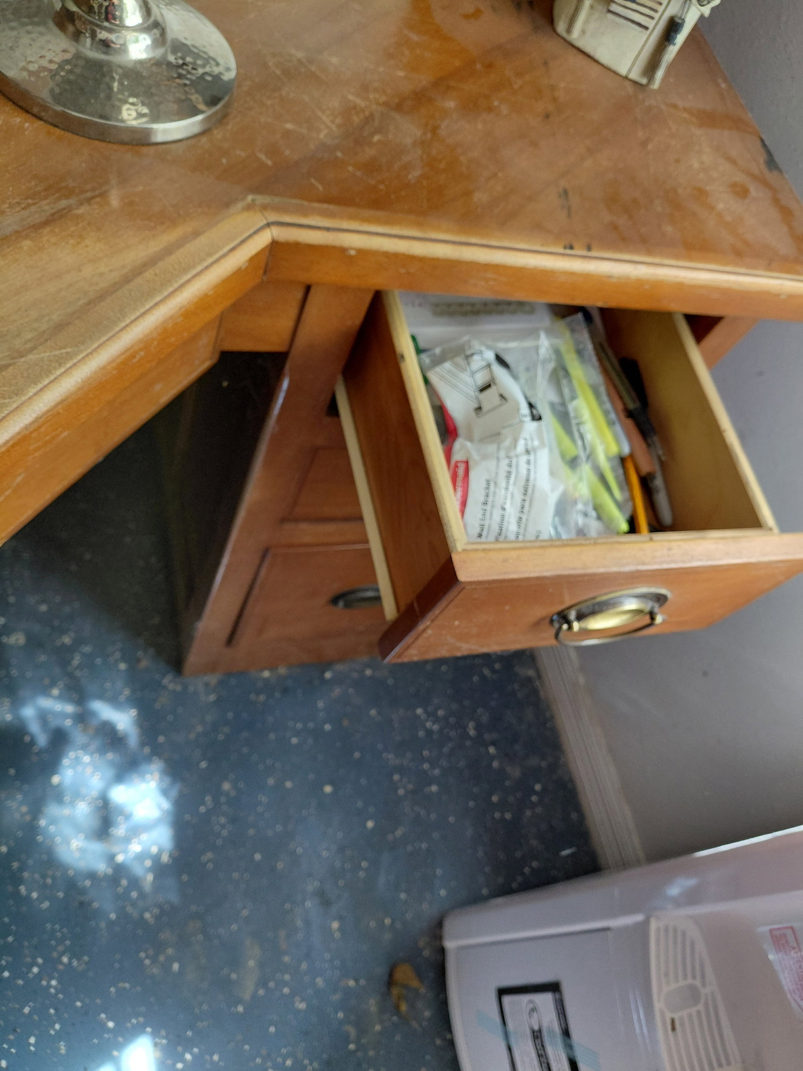 Wood Corner Desk / As seen/ items on shelves not included - 6