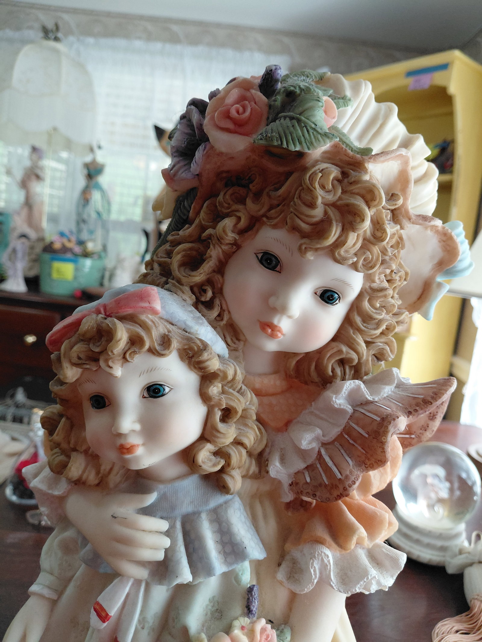 Large Resin Statue Girl with Doll - 3