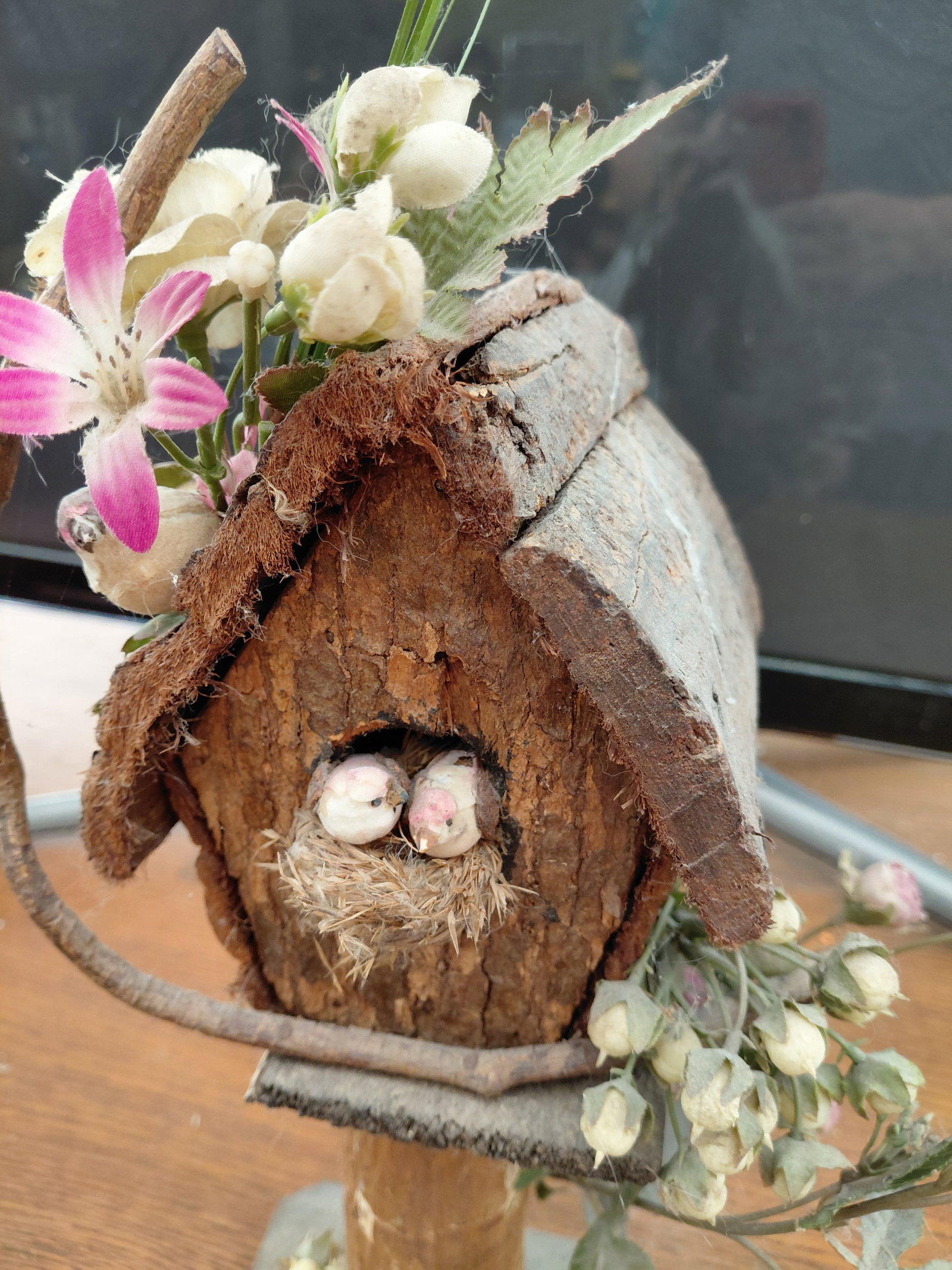 Wood Bird House Statue - 3