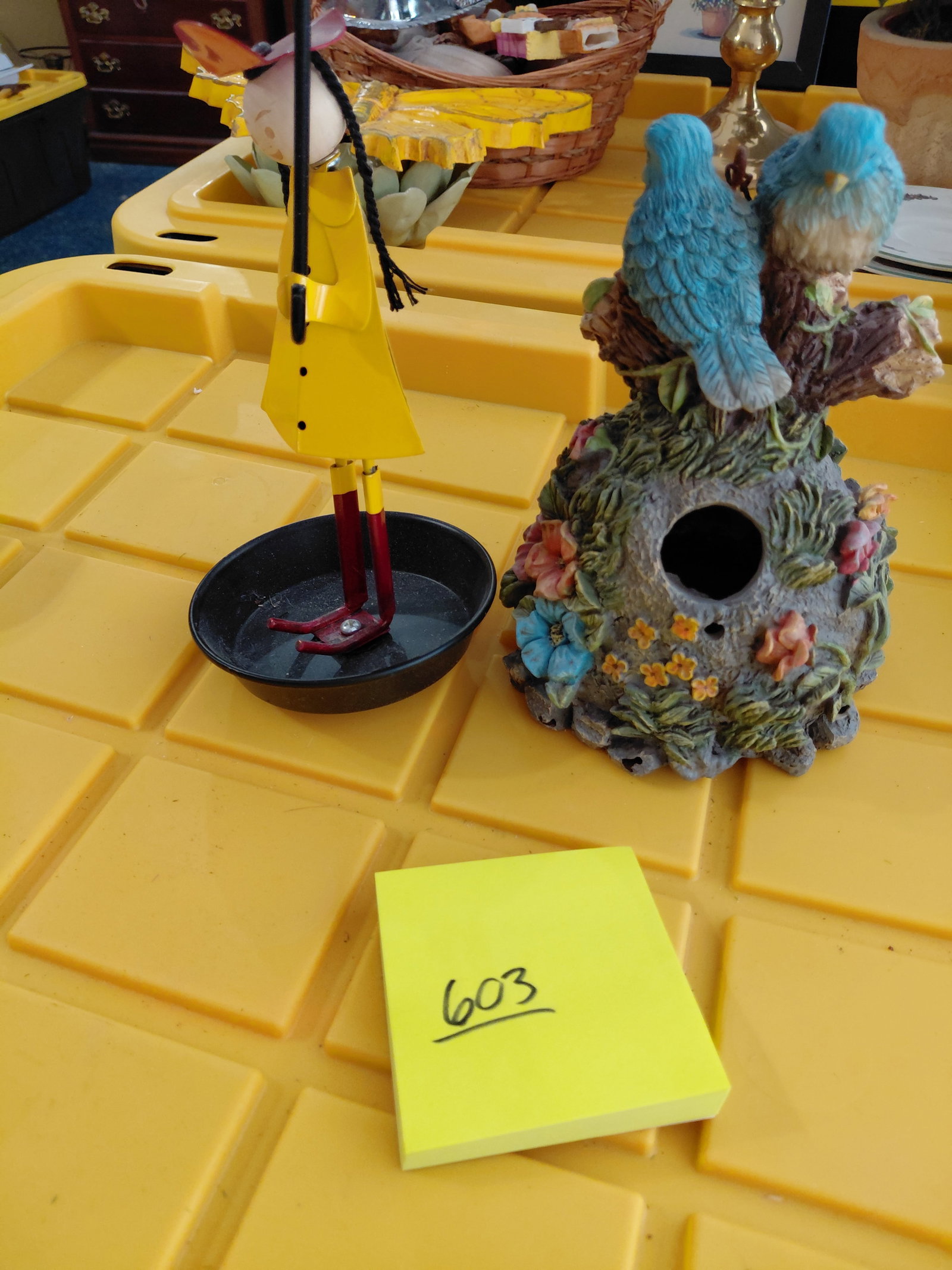Metal Bird Feeder and Resin Bird House / As seen - 2