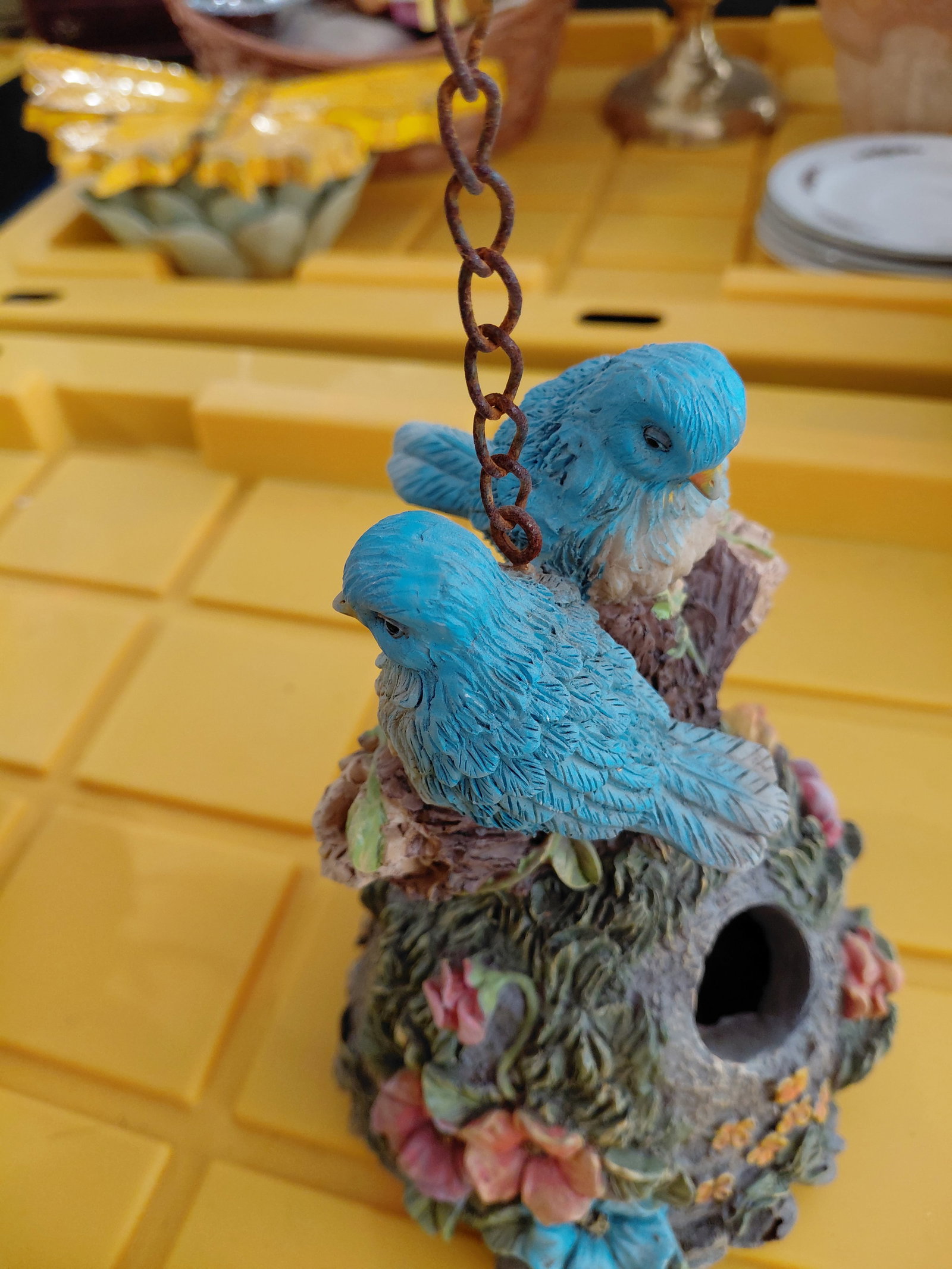 Metal Bird Feeder and Resin Bird House / As seen - 5