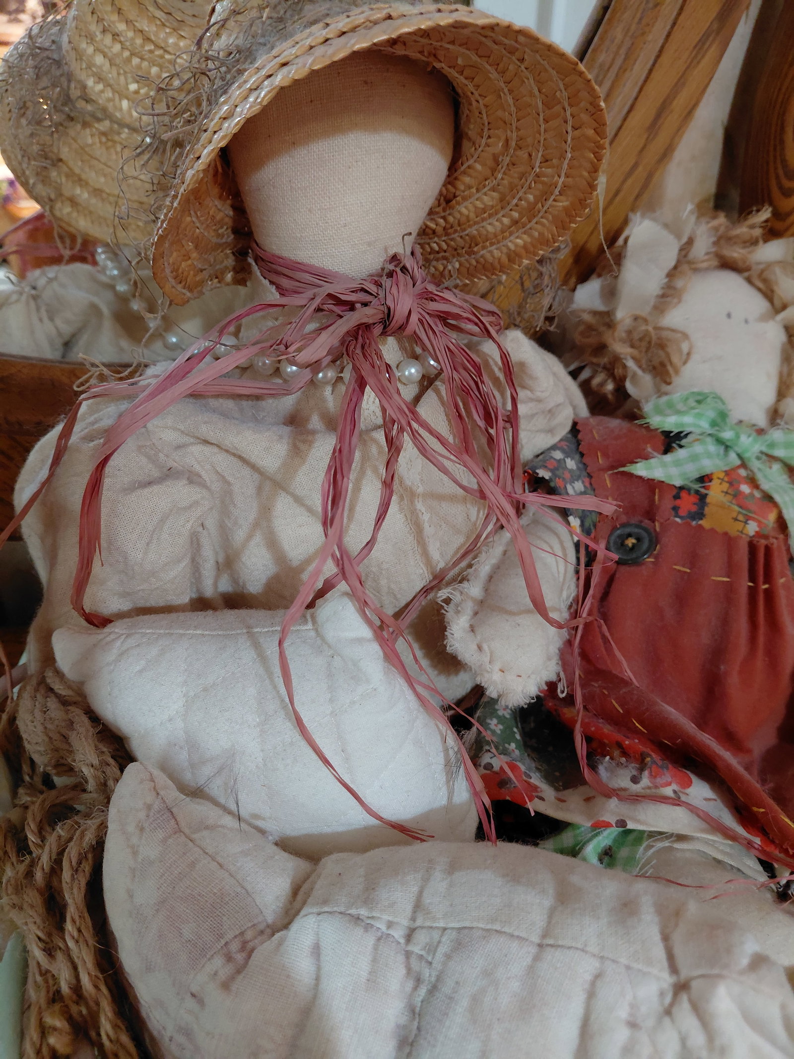 Pair of Cloth Dolls in Large Basket - 3
