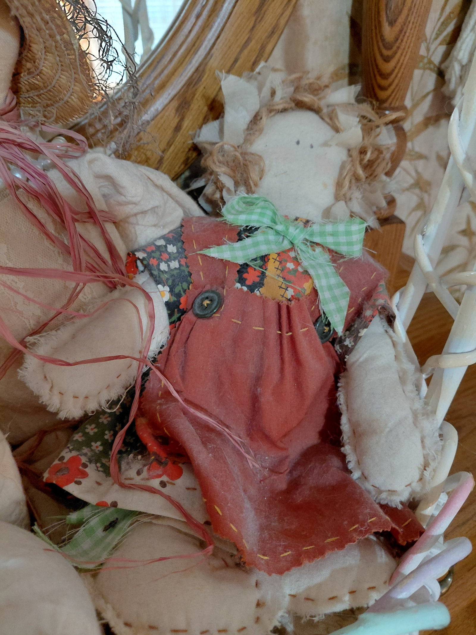 Pair of Cloth Dolls in Large Basket - 4