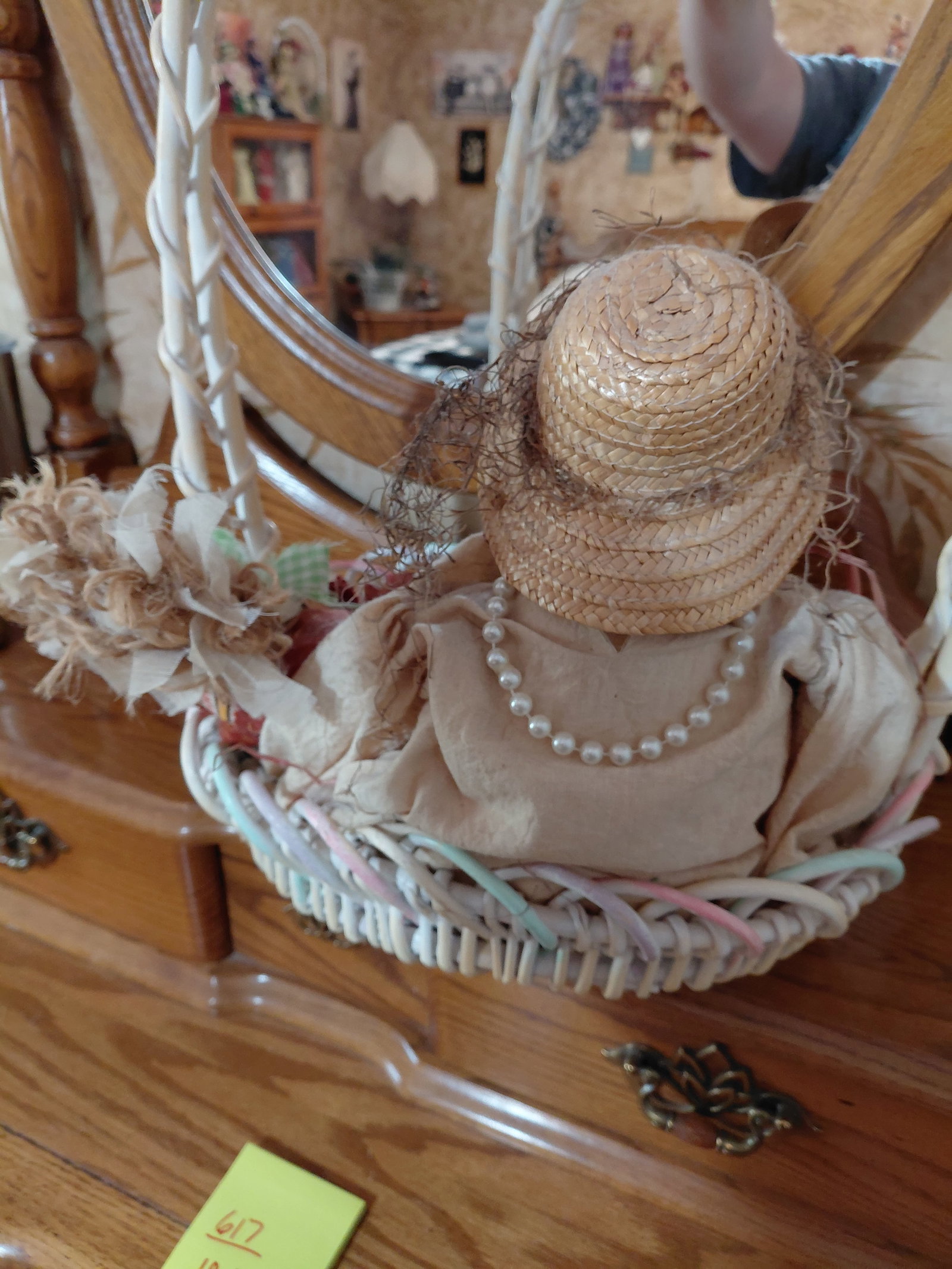 Pair of Cloth Dolls in Large Basket - 6