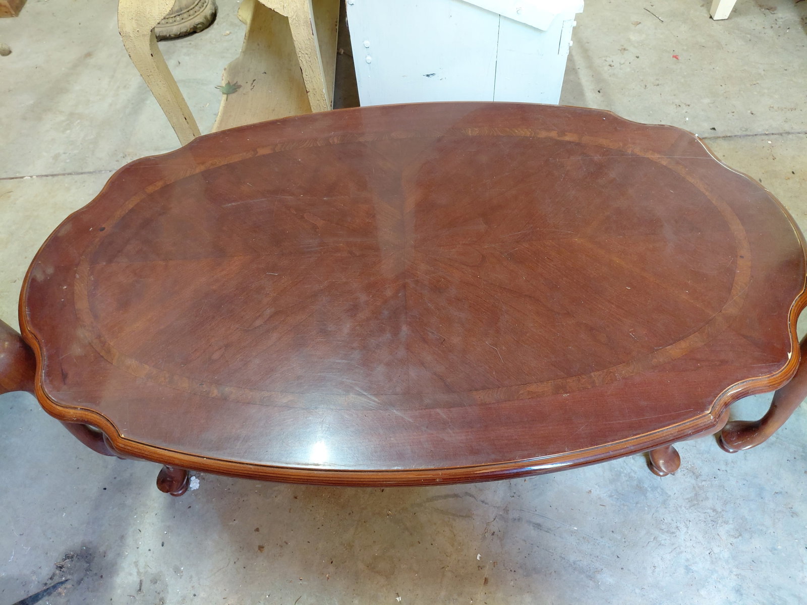 Mahogany Queen Anne Style Coffee & End Table Set/ some wear as seen - 3