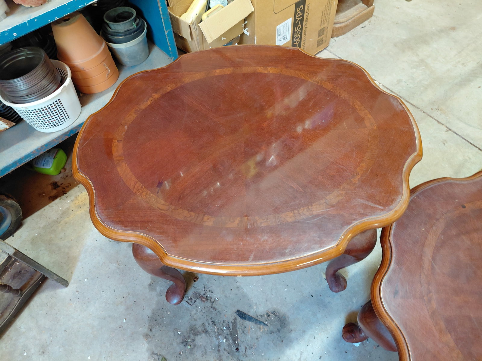 Mahogany Queen Anne Style Coffee & End Table Set/ some wear as seen - 5