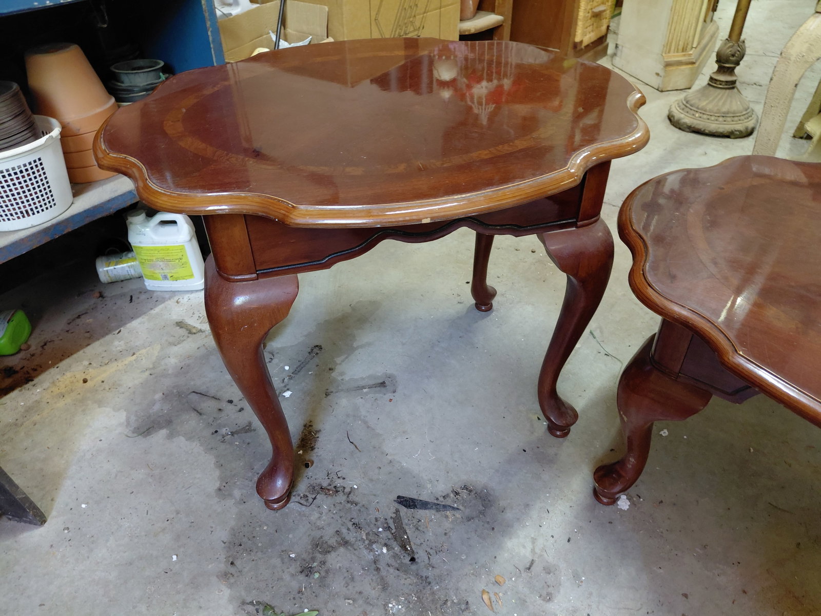 Mahogany Queen Anne Style Coffee & End Table Set/ some wear as seen - 6