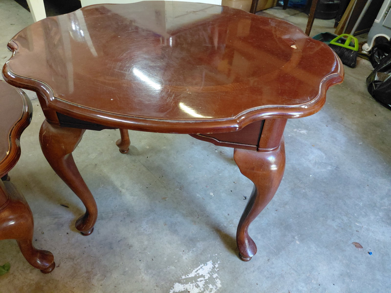 Mahogany Queen Anne Style Coffee & End Table Set/ some wear as seen - 8
