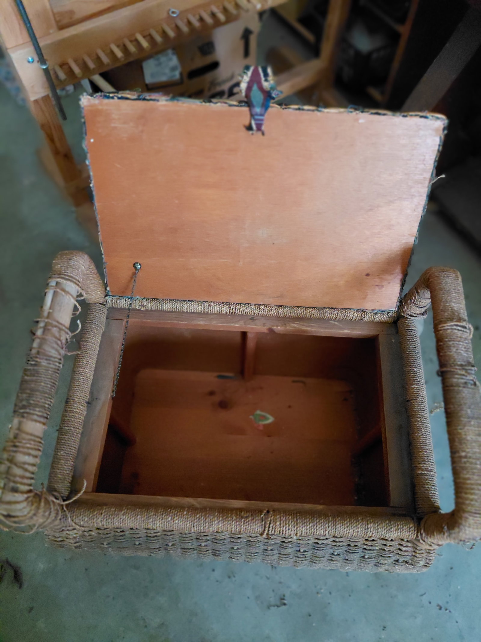Vintage Wood & Wicker Bench / as seen - 3