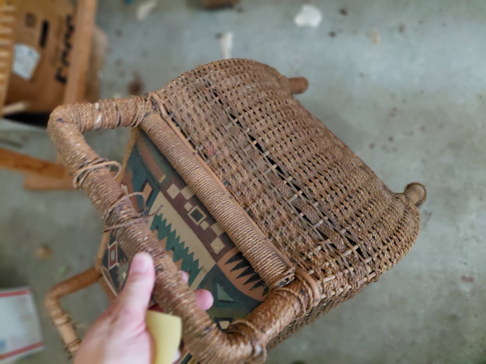 Vintage Wood & Wicker Bench / as seen - 7