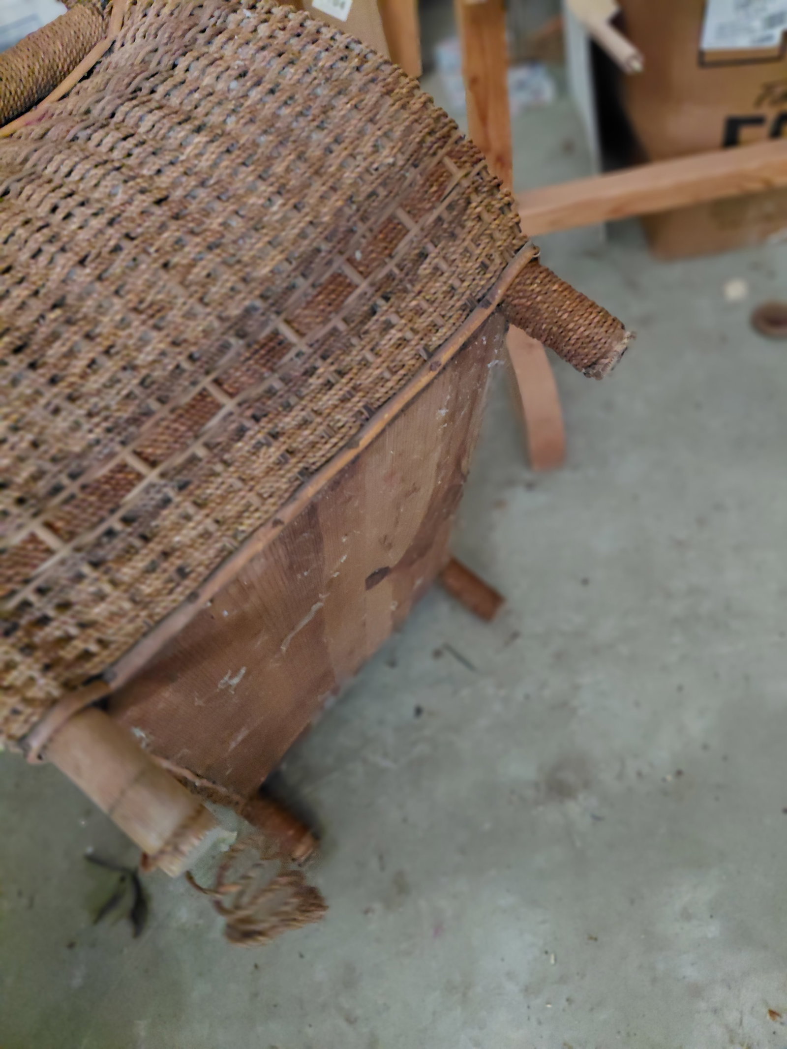 Vintage Wood & Wicker Bench / as seen - 8