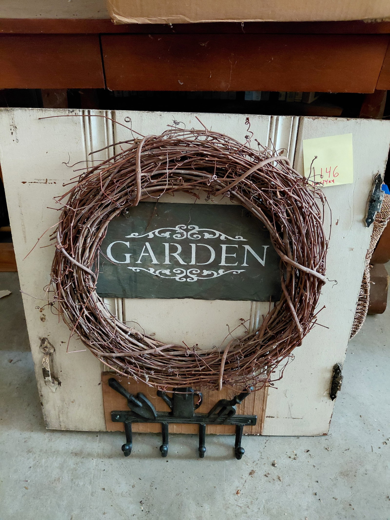 Repurposed Wood Door / Country Farnhouse Garden sign coat rack - 2