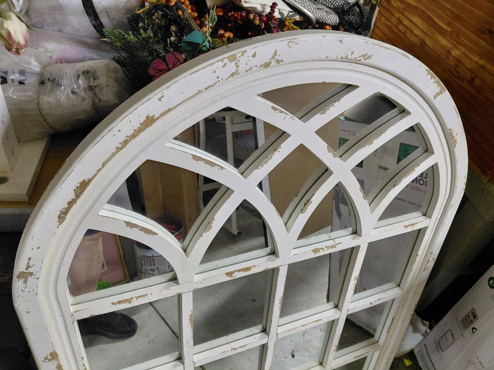 Large Country Farmhouse Arched Mirror - 3