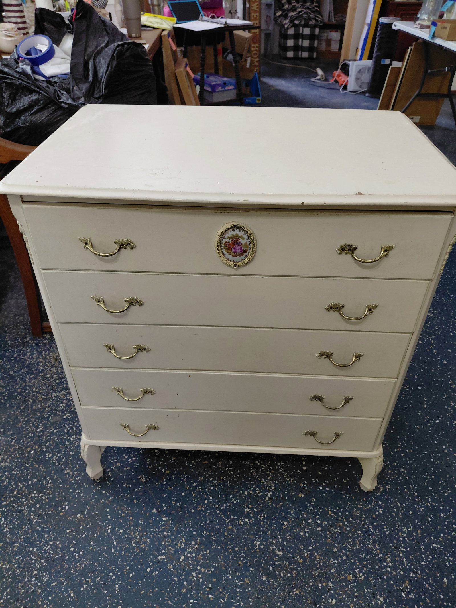 Vintage French 5 Drawer Chest - 2