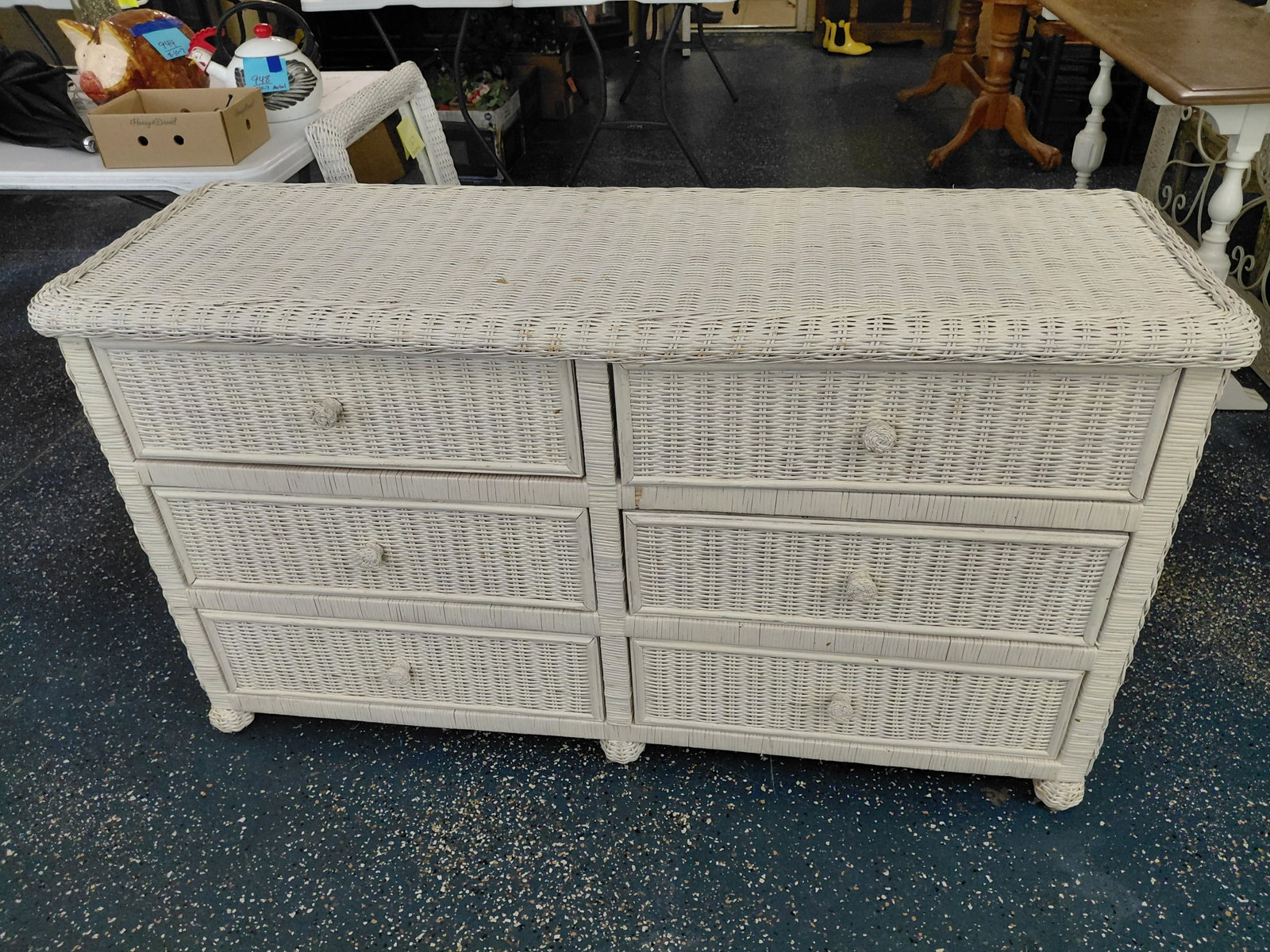 Vintage Wicker 6 Drawer Dresser (1 of 9)