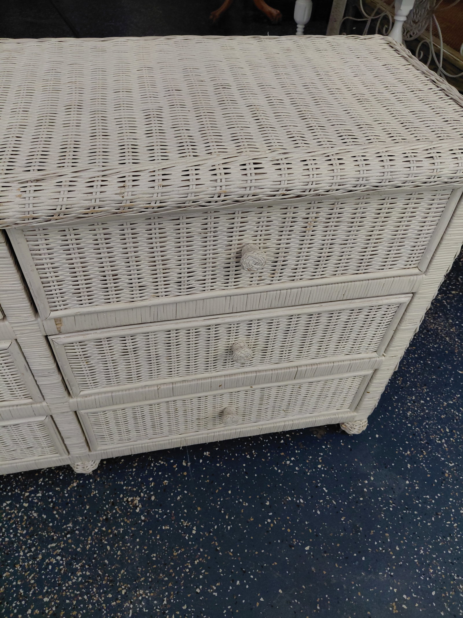 Vintage Wicker 6 Drawer Dresser - 7