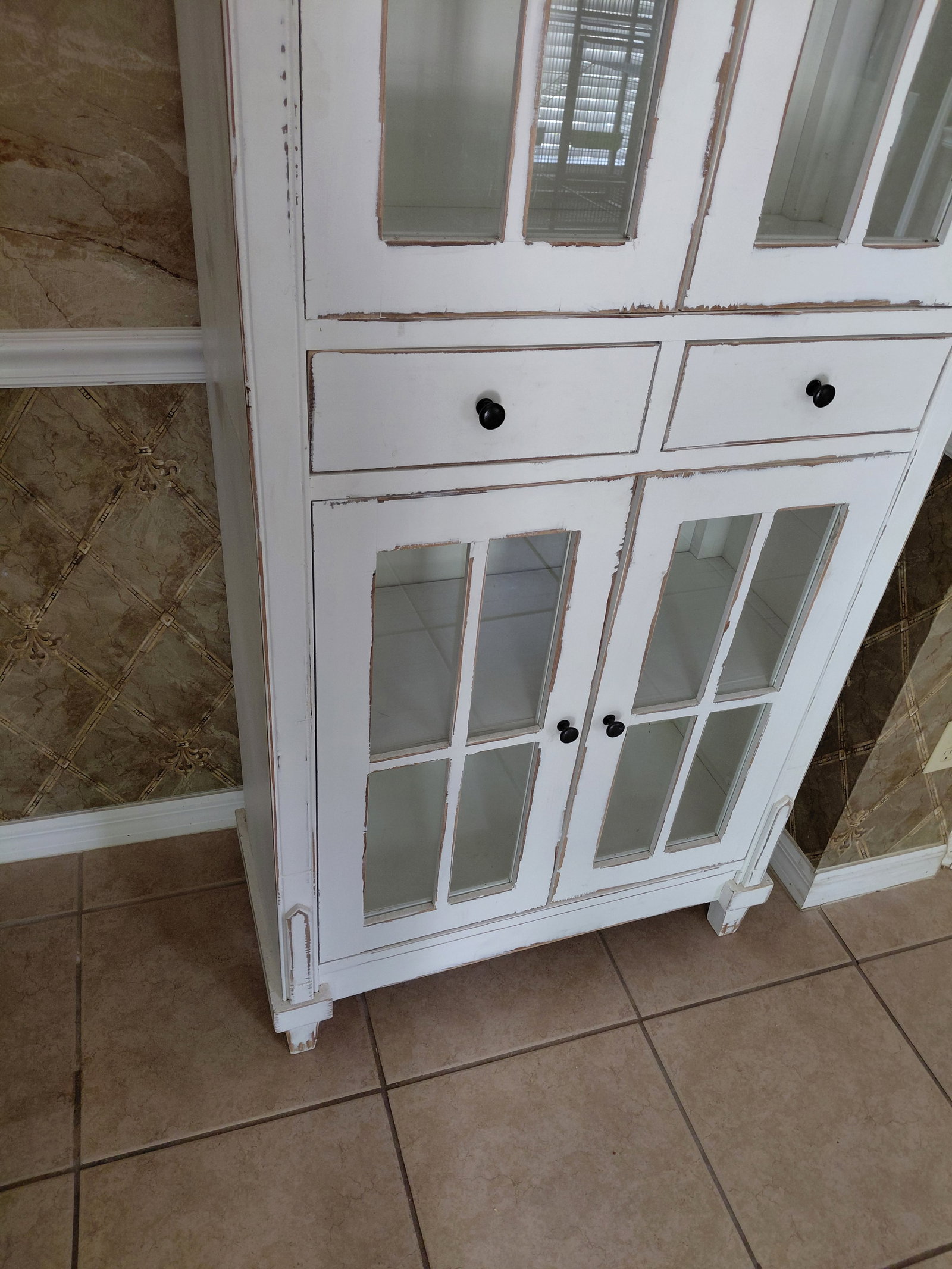 Tall Country Farmhouse Hutch / Split in Back Leg noted - 5