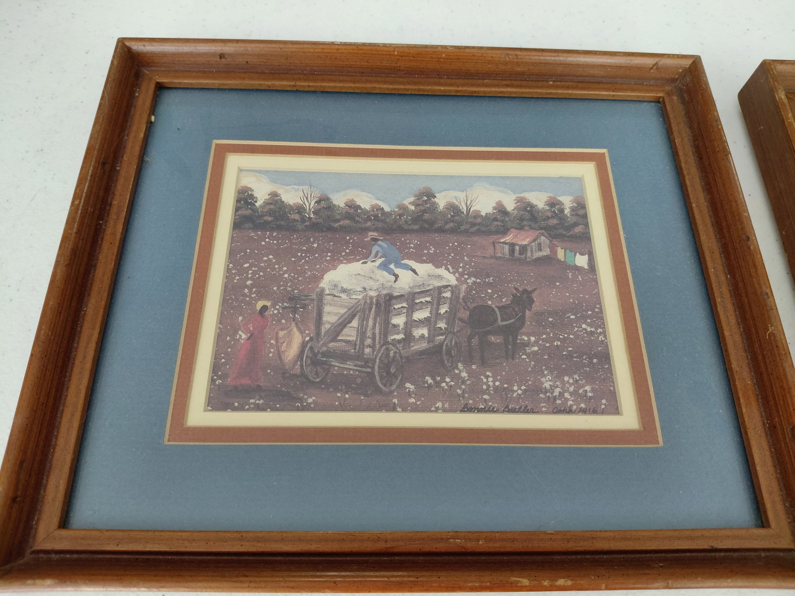 Pair of Vintage Folk Art Framed Prints by artist Bonnie Butler - 4