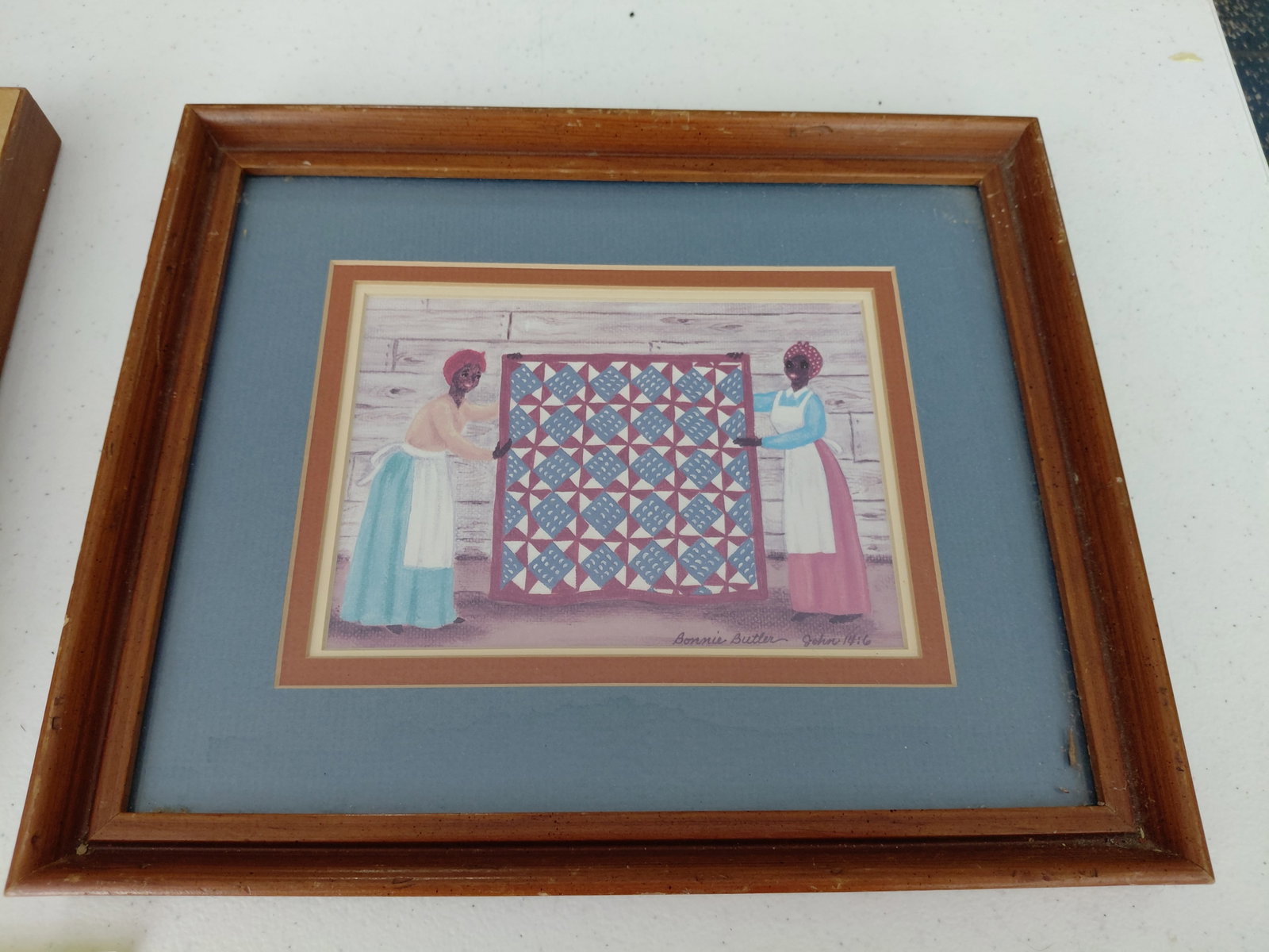 Pair of Vintage Folk Art Framed Prints by artist Bonnie Butler - 7
