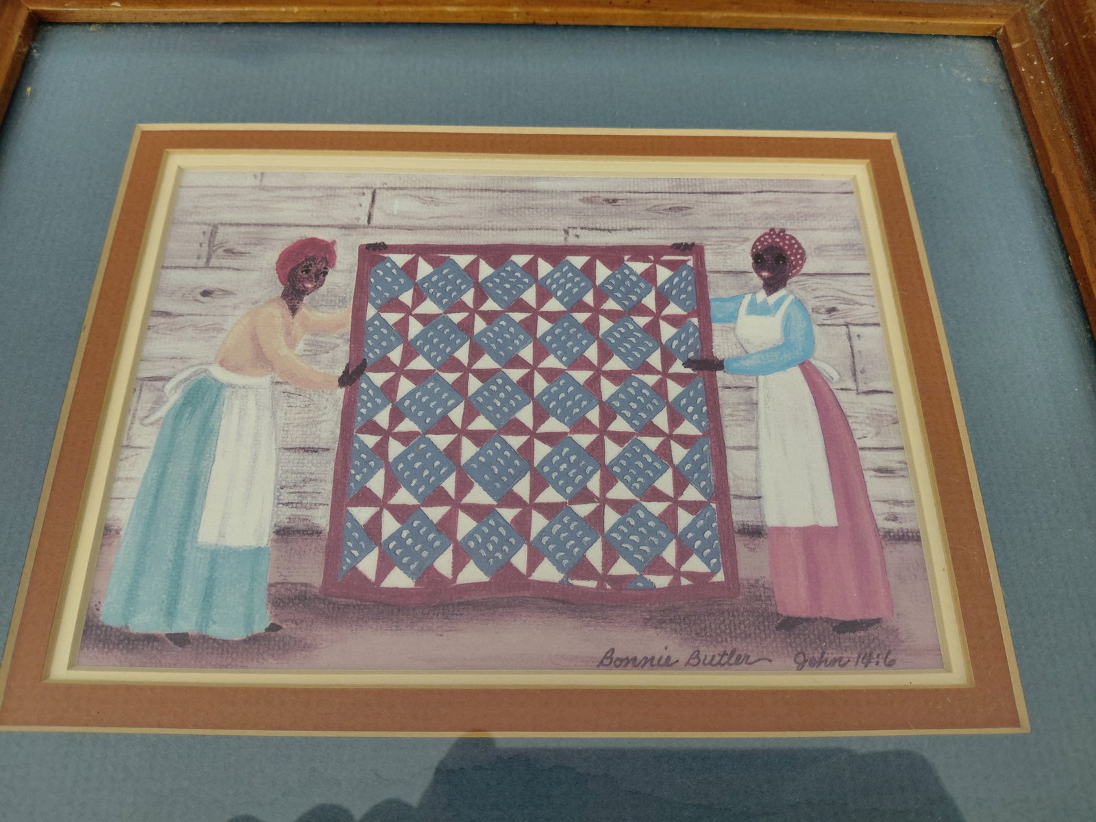 Pair of Vintage Folk Art Framed Prints by artist Bonnie Butler - 8