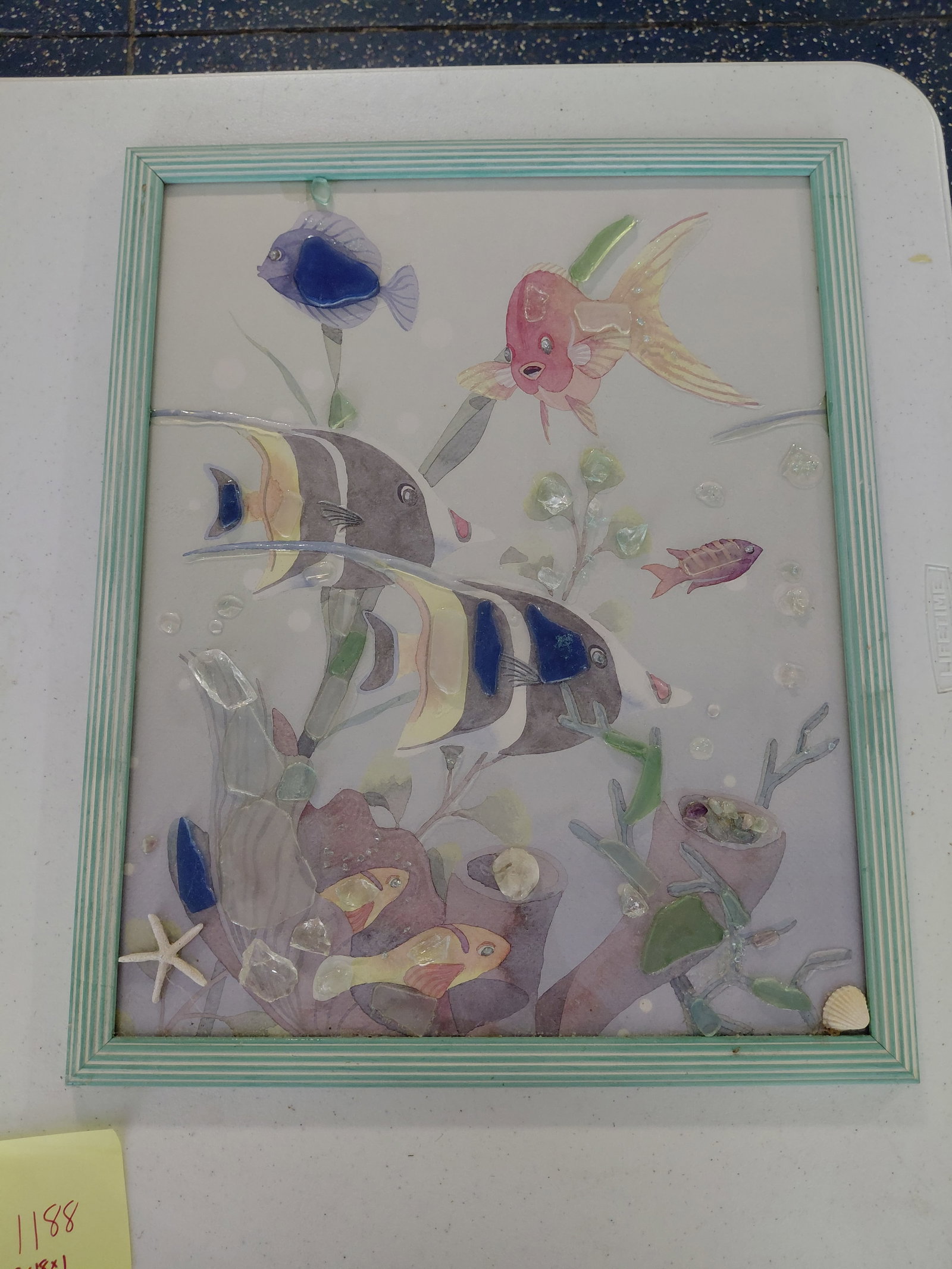 Sea Glass Wall Art / Some pieces loose or missing: Sea Glass Wall Art / Some pieces loose or missing