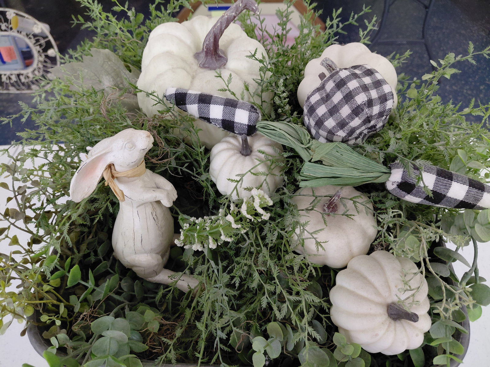 Farmhouse Tin Bucket Planter With Bunnies - 5