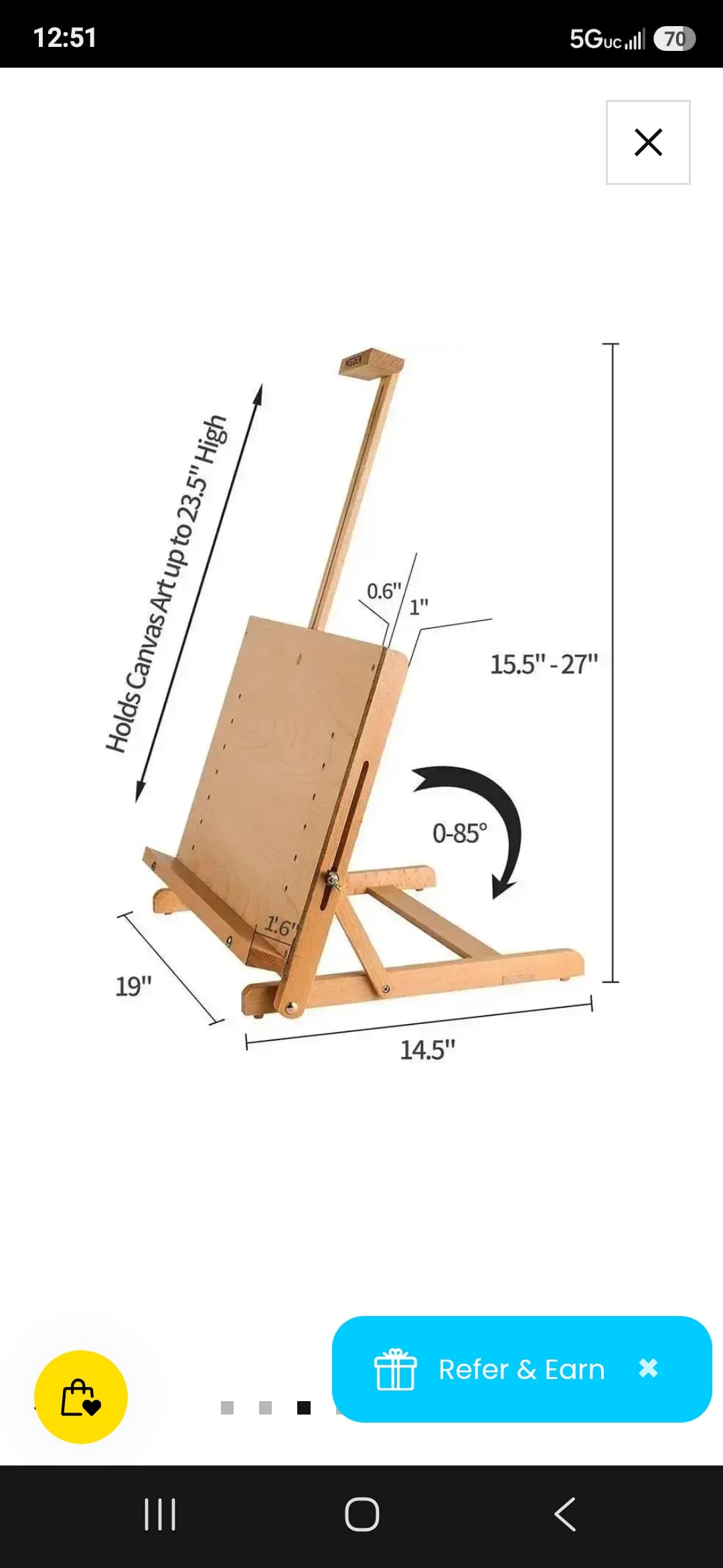 NEW in Box Meeden Adjustable Tabletop Drawing Board Easel - 6