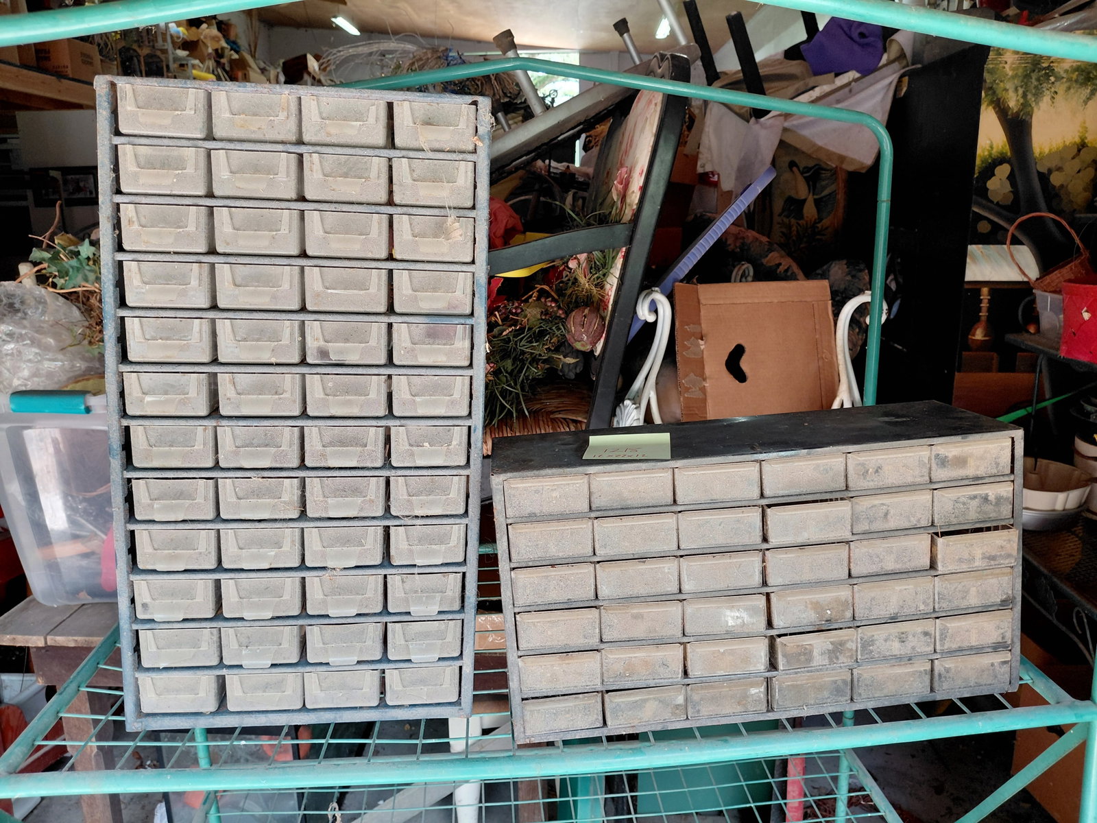 Lot of 2 Akro Mils Metal Drawer Cabinets / need a good cleaning - 2
