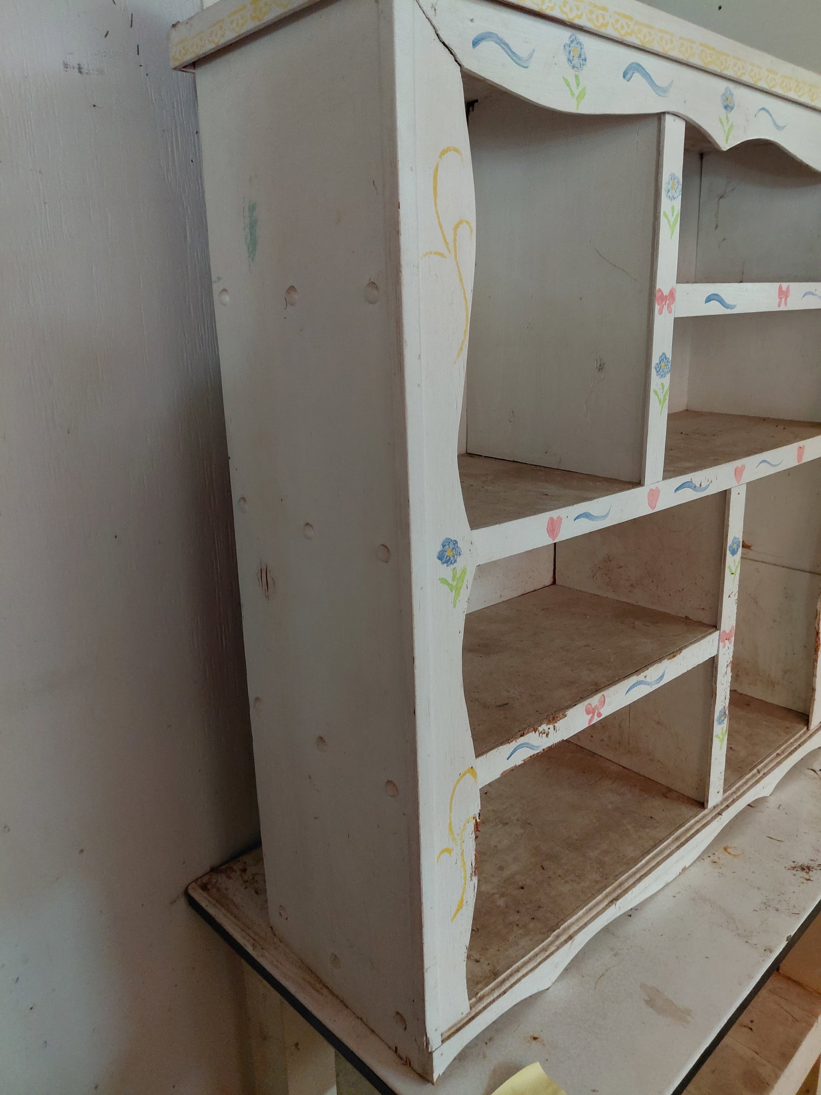 Ornate Country Farmhouse Bookcase / Needs a good cleaning some wear as seen - 6