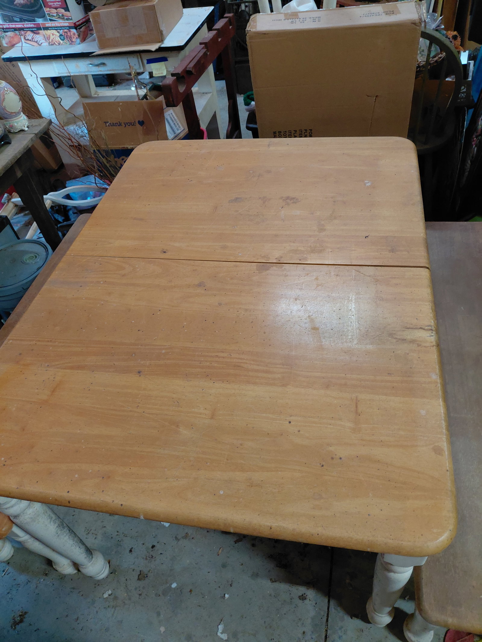 Country Farmhouse Table with 2 benches and 2 Chairs / No leaves / some wear as seen - 3