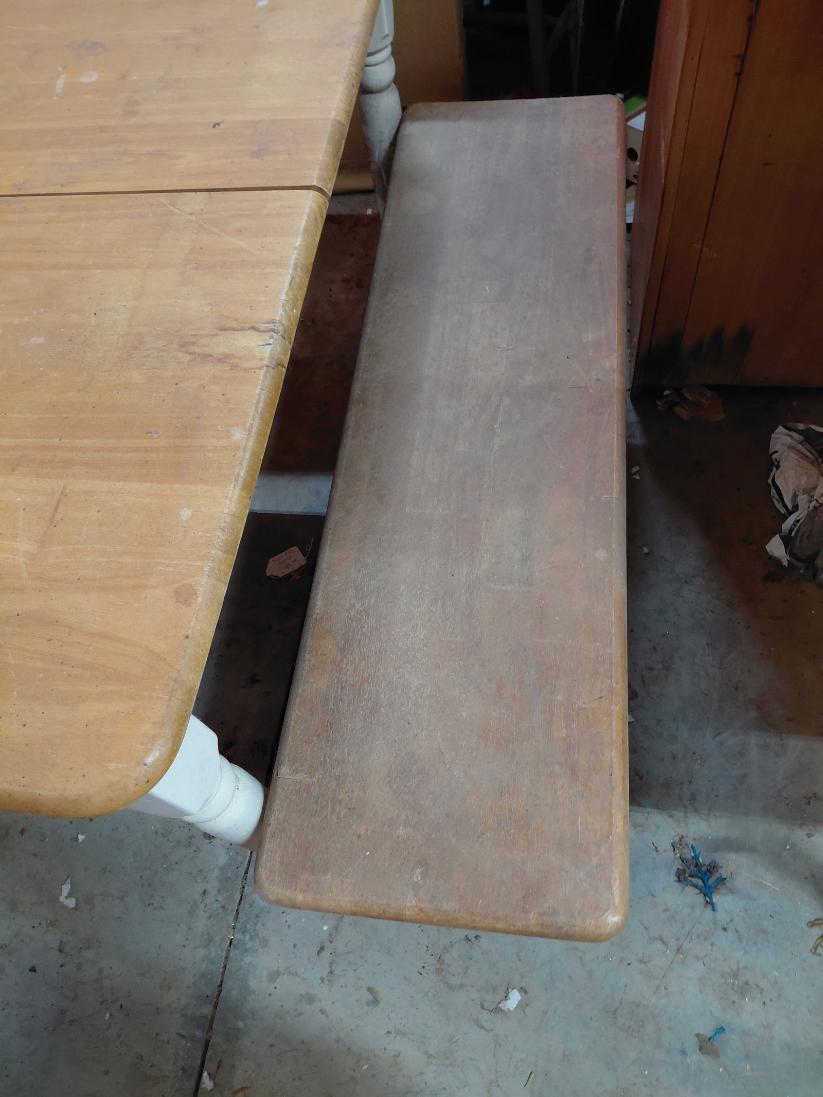Country Farmhouse Table with 2 benches and 2 Chairs / No leaves / some wear as seen - 4