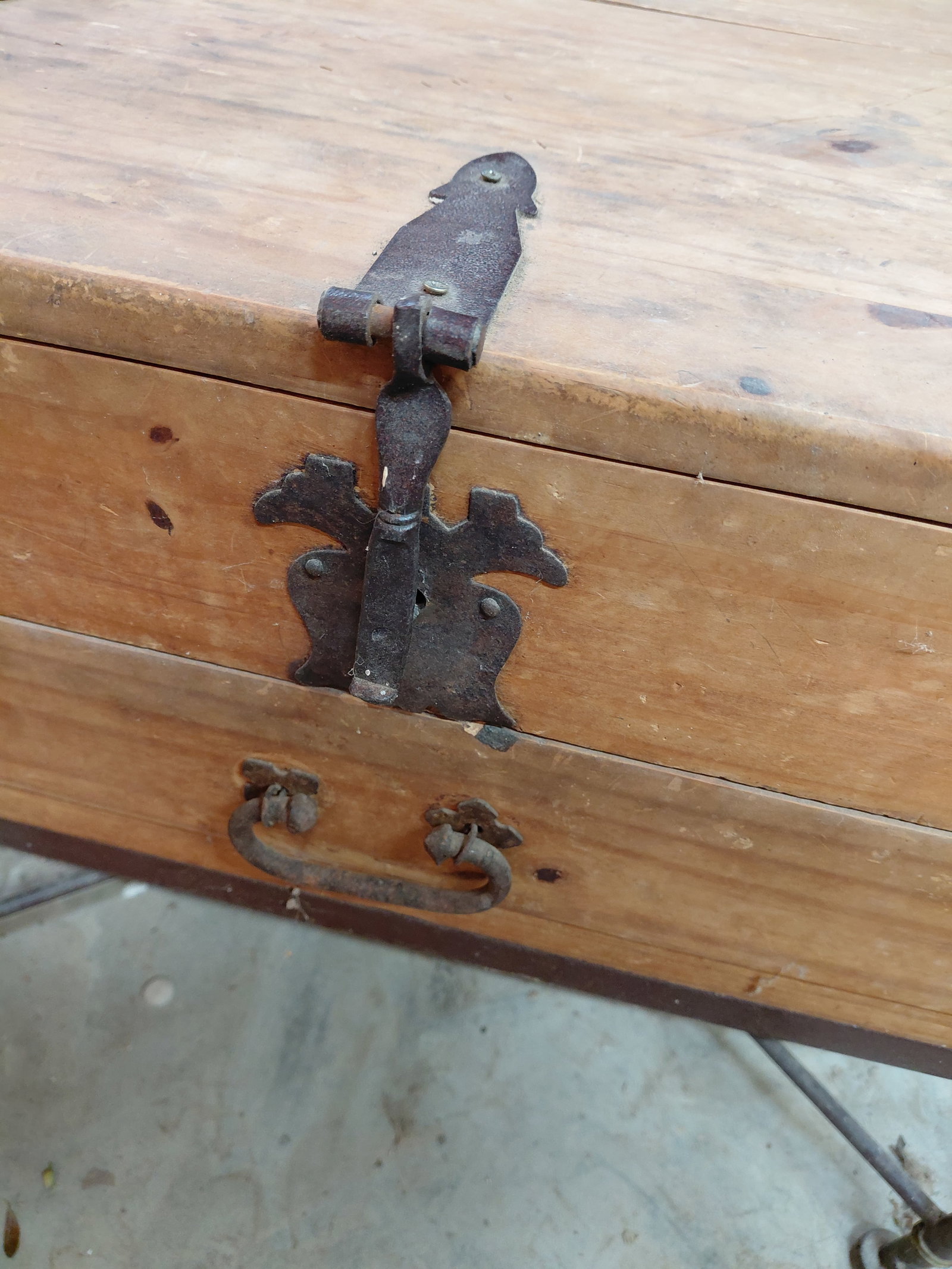 Unique Iron & Pine End Table Cabinet - 3