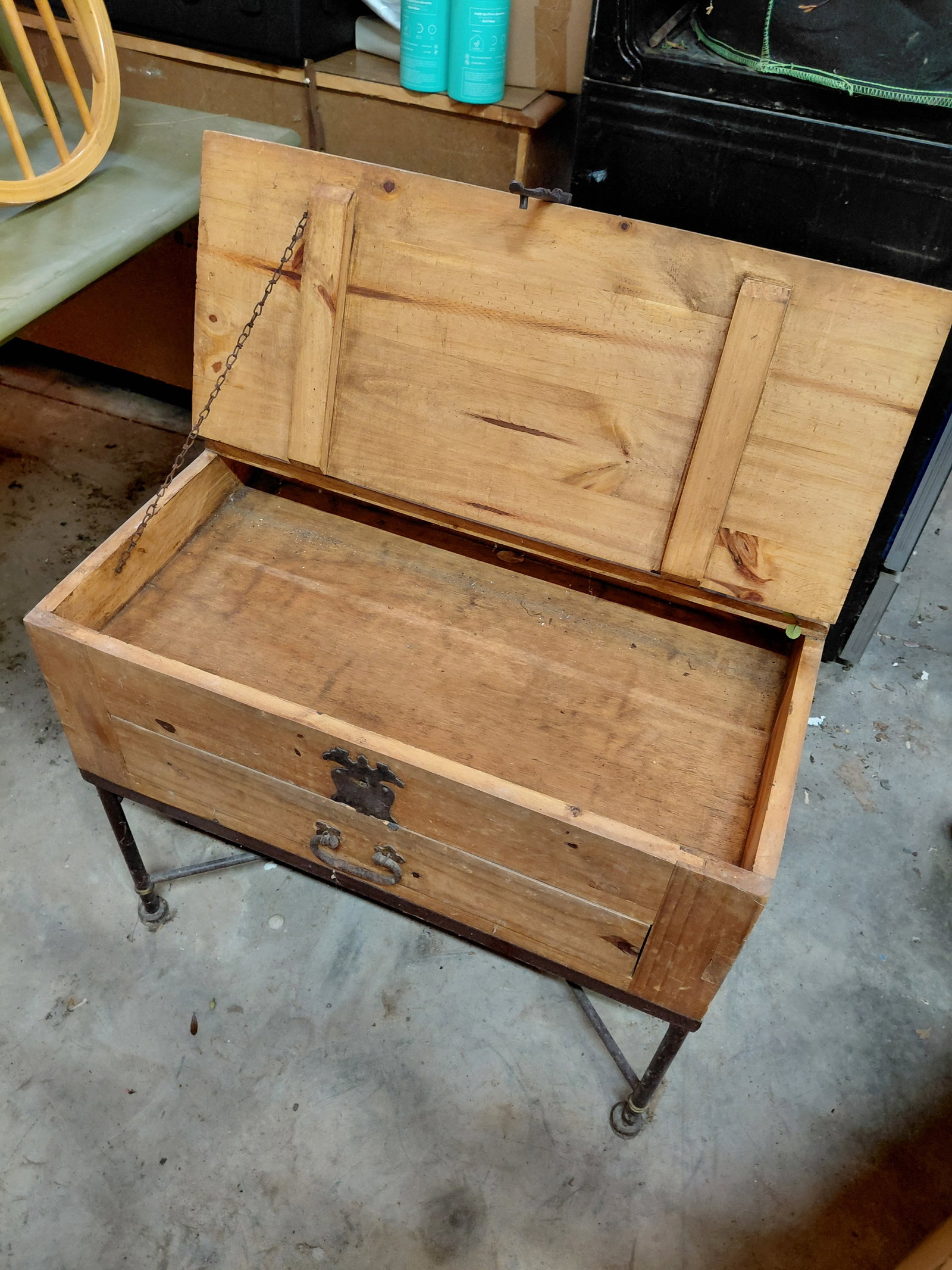 Unique Iron & Pine End Table Cabinet - 4