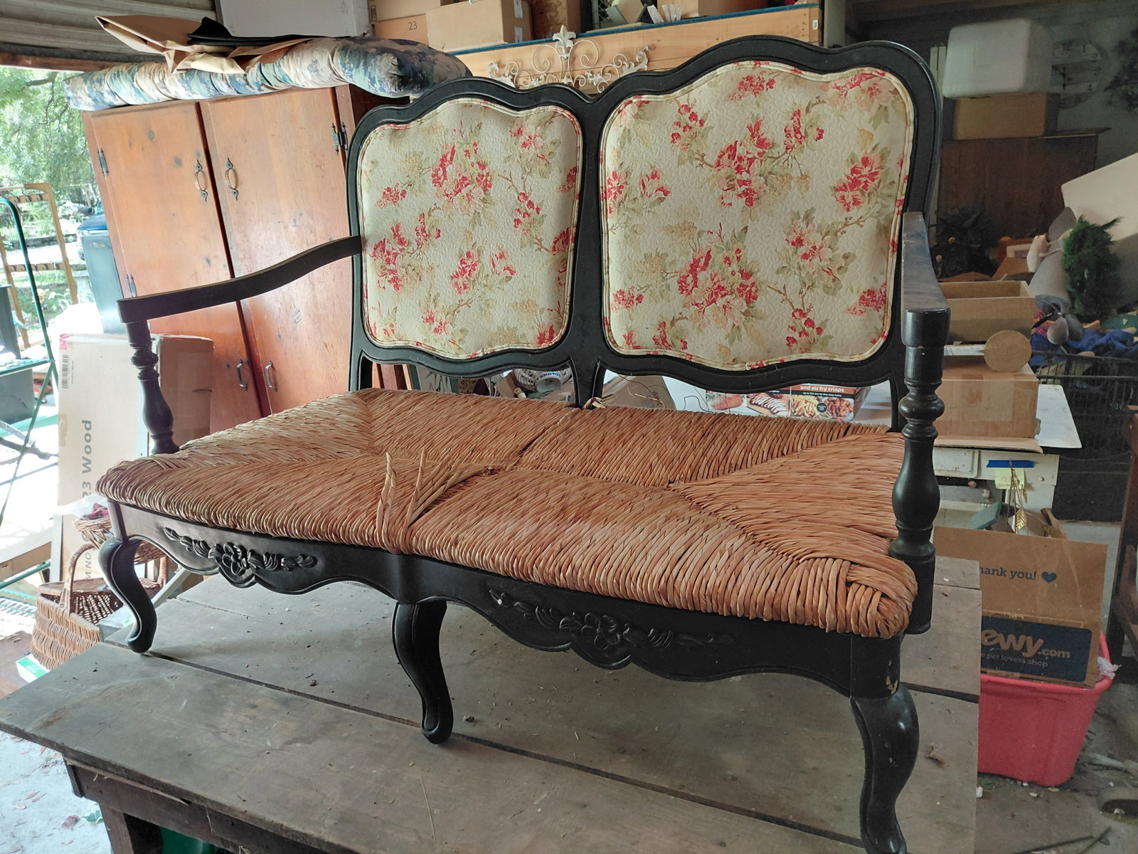 Beautiful Love Seat with Woven Seat / Wear as seen on Seat (1 of 11)