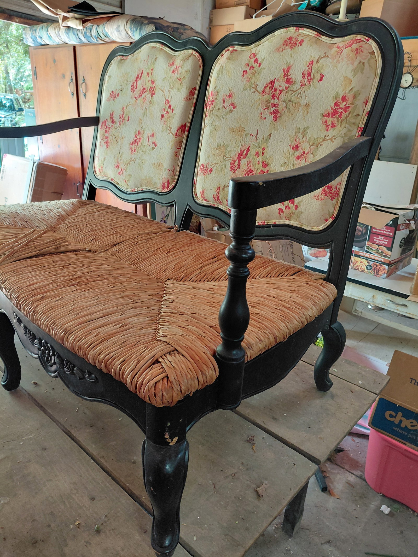Beautiful Love Seat with Woven Seat / Wear as seen on Seat - 3