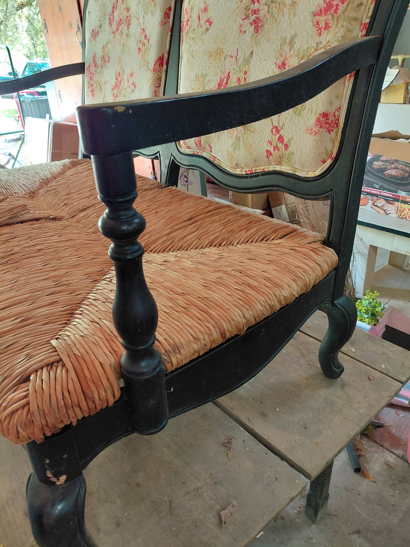 Beautiful Love Seat with Woven Seat / Wear as seen on Seat - 6