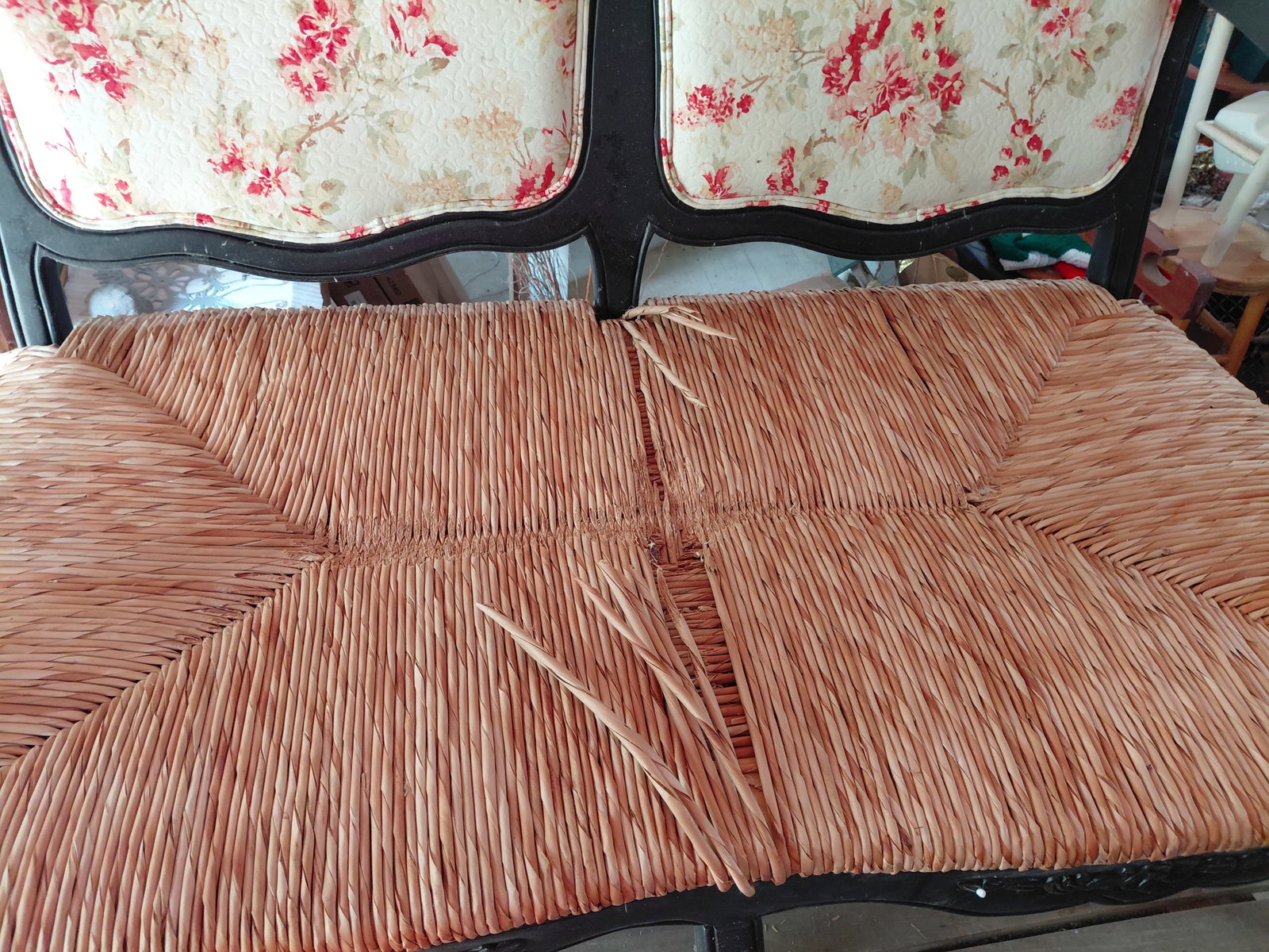 Beautiful Love Seat with Woven Seat / Wear as seen on Seat - 9