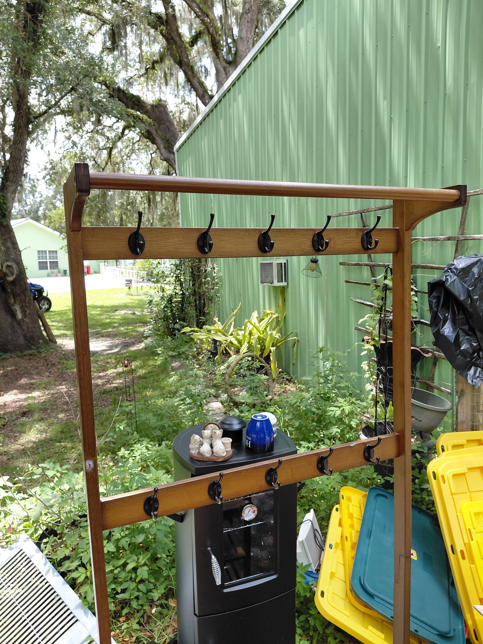 Contemporary Entry Coat Rack Bench - 4