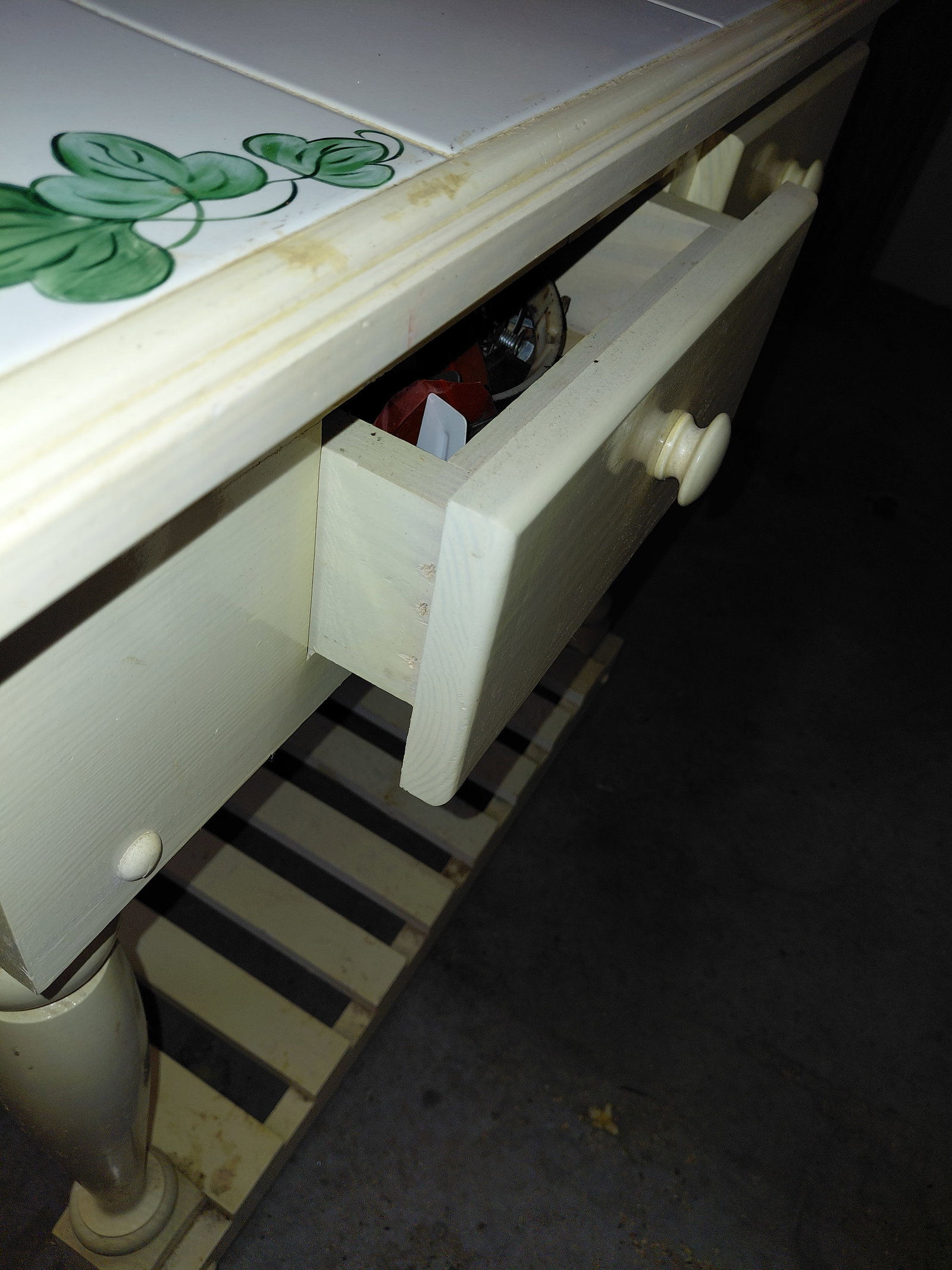 Large Country Farmhouse Tile Topped Kitchen Island - 6