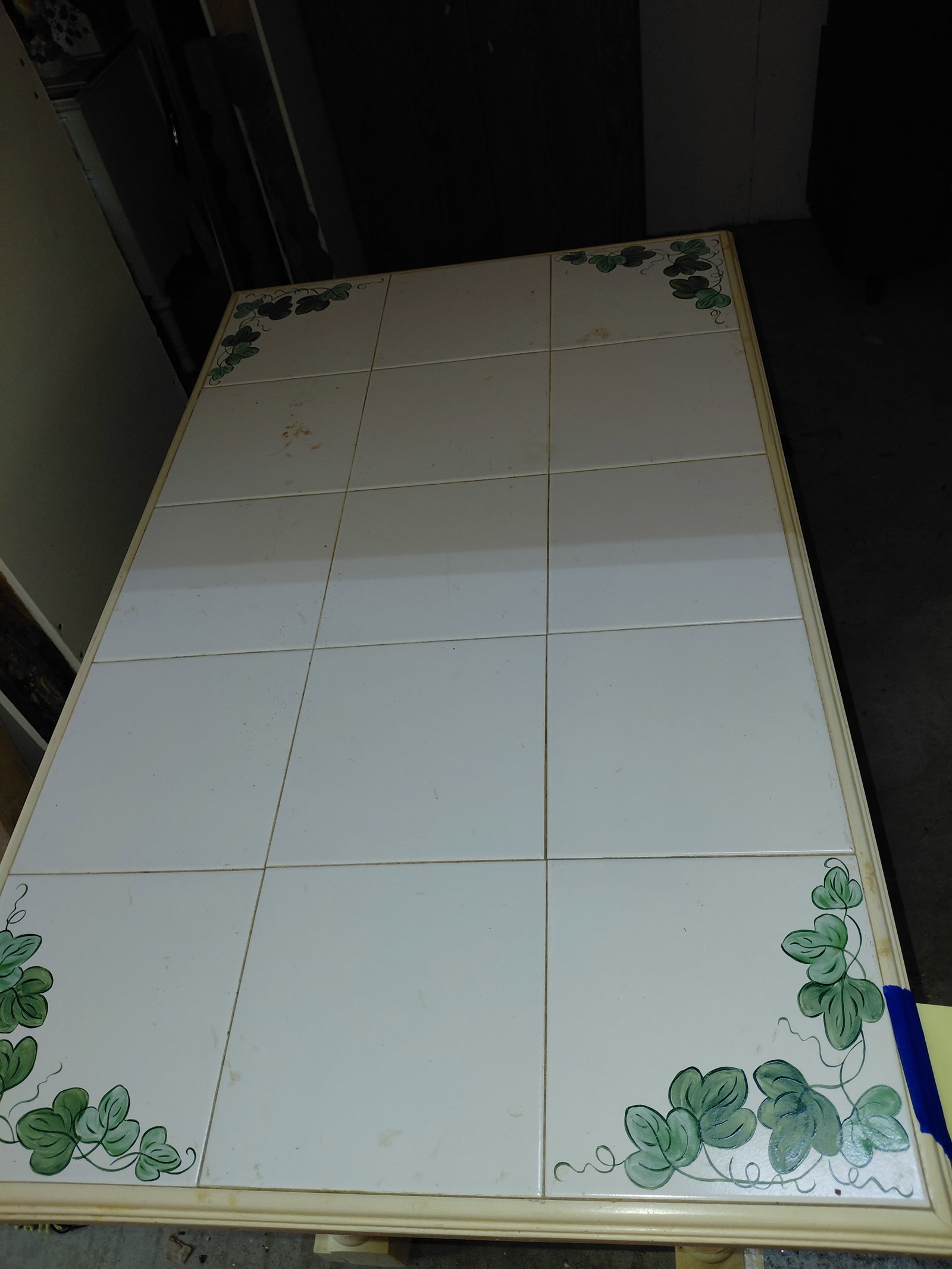 Large Country Farmhouse Tile Topped Kitchen Island - 7