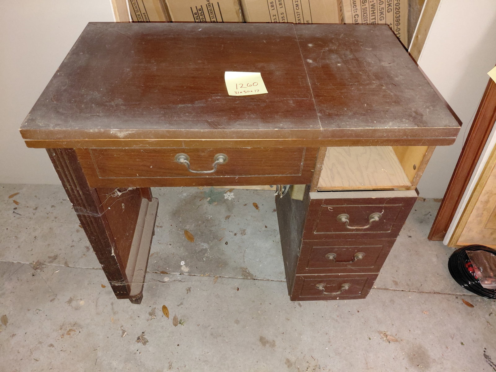 Sewing Machine Cabinet / missing drawer as seen (1 of 5)