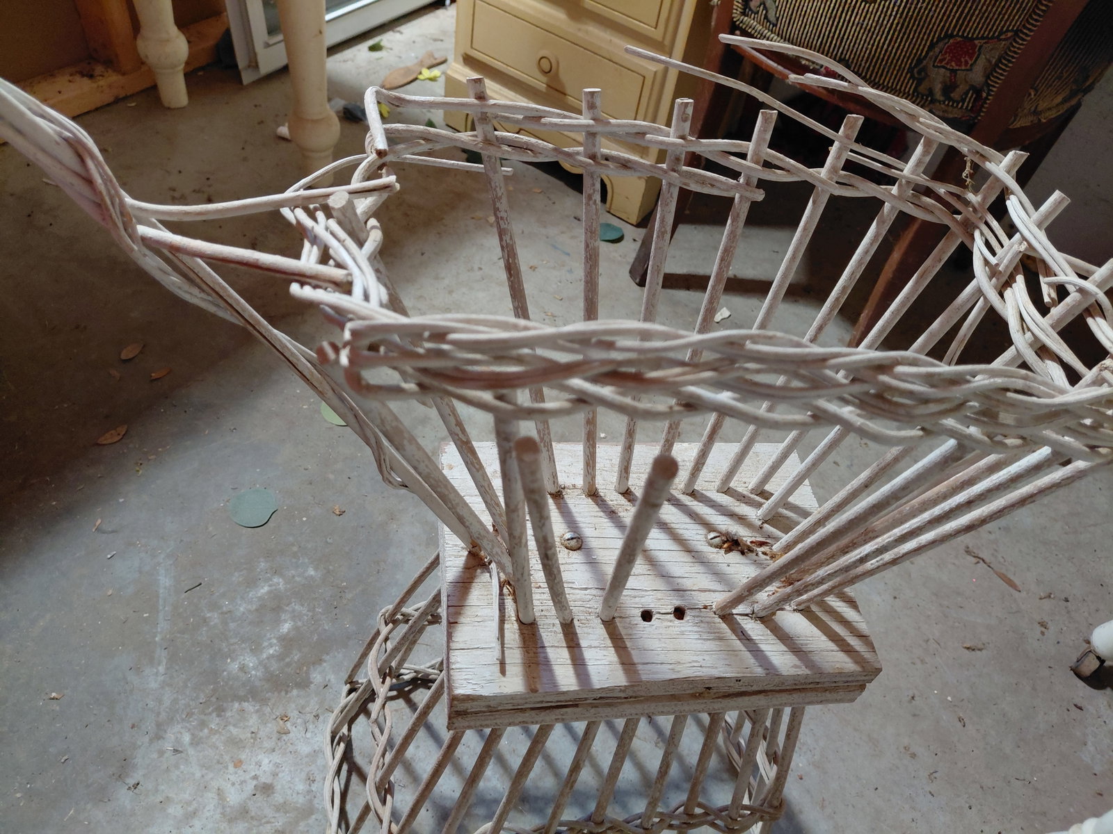 Wicker Plant Stand Basket / Needs some TLC as seen - 7