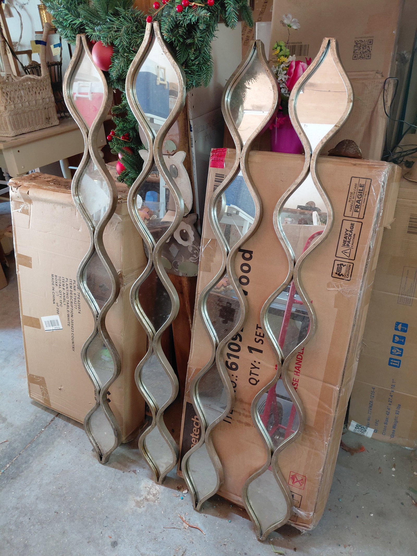 Set of 4 Unique Metal Wall Art Mirrors (1 of 7)