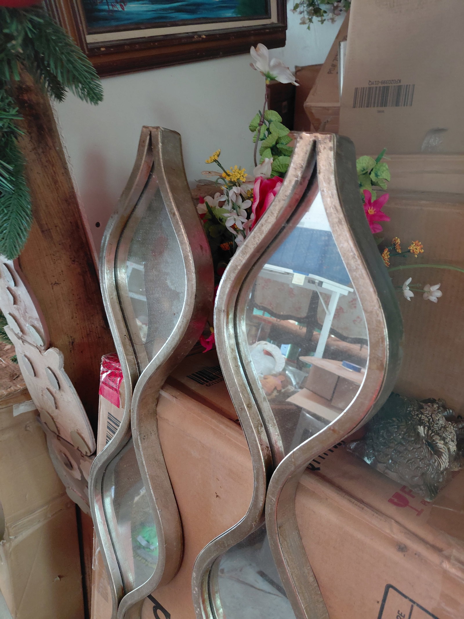 Set of 4 Unique Metal Wall Art Mirrors - 3
