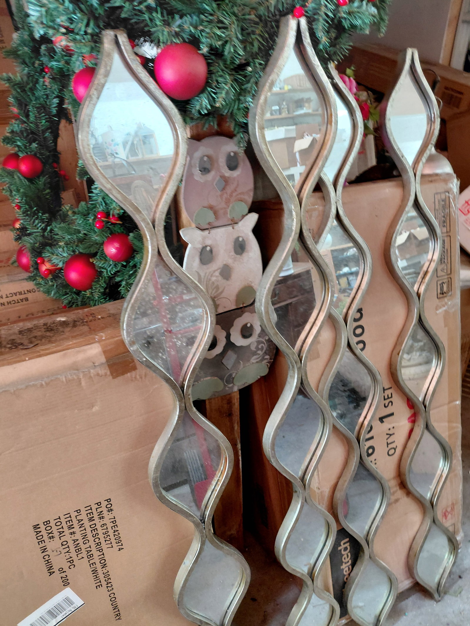 Set of 4 Unique Metal Wall Art Mirrors - 7